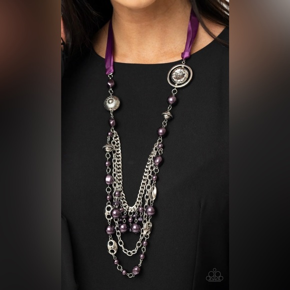 paparazzi Jewelry - Paparazzi All The Trimmings Purple Necklace and Earrings Set